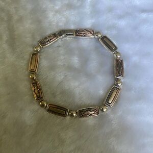 🍀VTG Liz Claiborne Elegant Tri-Color Link Bracelet